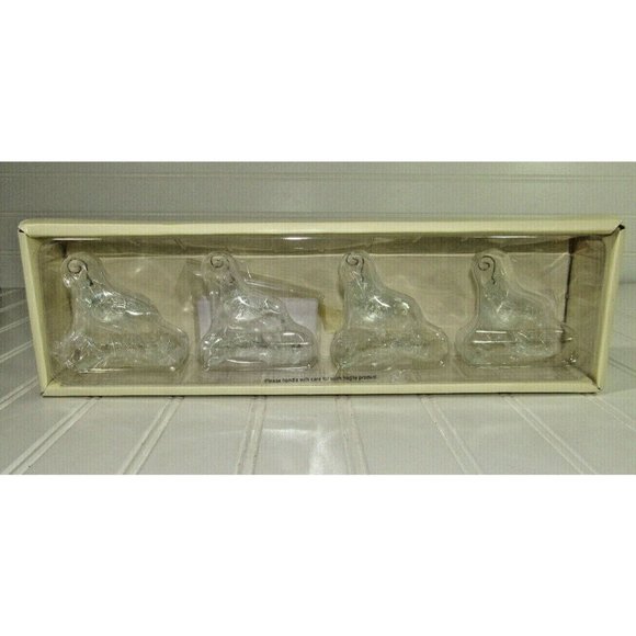 3 Sets Pottery Barn Partridge Place card Holders Set 4 Christmas Holiday Crystal - Picture 8 of 8